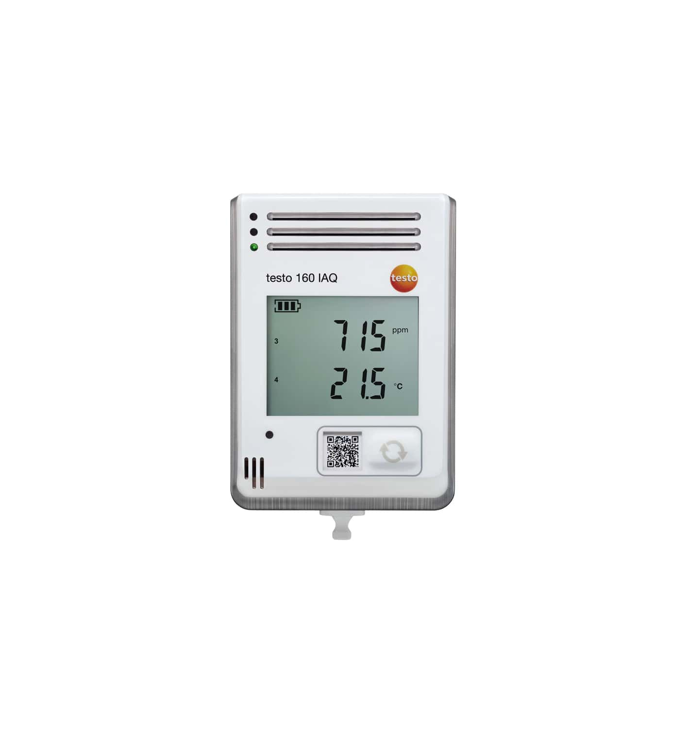 testo 160 IAQ - WiFi data logger with display and integrated sensors for temperature, humidity, CO2 and atmospheric pressure